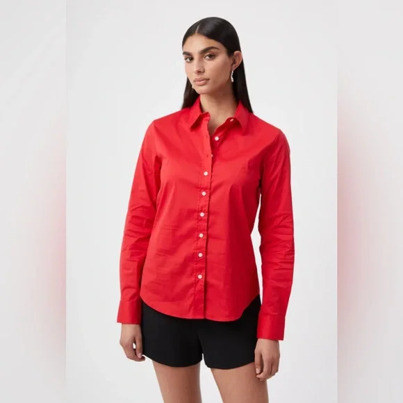 NWT The Shirt Icon Women's  Shirt Red Button-Up - Picture 2 of 7